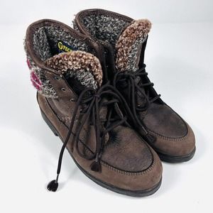Tecnica After Ski Boots Kids Youth 9 US 31 EU Brown Brown Leather Sweather Trim